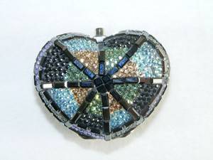 Vintage Judith Leiber Crystal Art Deco Heart Pill Box Case Missing Crystals RARE  