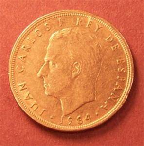 Spain 5 Pesetas Coin 1984 Juan Carlos I Coat of Arms Nickel VF EF  