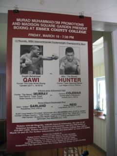 1990 DWIGHT MUHAMMAD QAWI vs MIKE HUNTER THE BOUNTY Vintage Boxing Poster  
