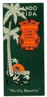 San Juan Hotel Brochure Orlando Florida 1950'S  