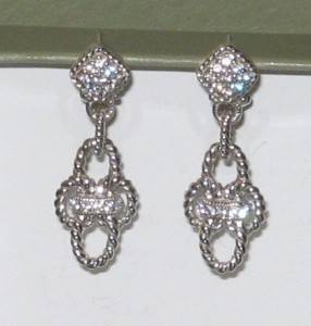 Judith Ripka Sterling Silver Diamonique Rope Knotted Textured Earrings New  