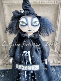 Ehag Primitive Folk Art Halloween Black Witch Wiccan Doll Joyce Stahl Pfatt  