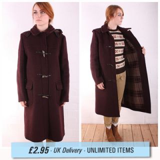 Vintage Gloverall Purple Wool Winter Duffle Coat Jacket 14  