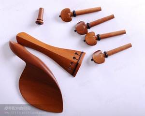 A Set of 4 4 Violin Fittings Jujube Wood Tailpiece Chin Rest Pegs Endpin  