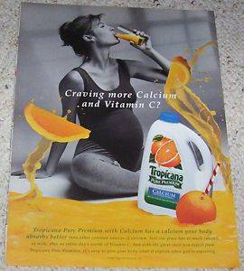 1999 Tropicana OJ Orange Juice Pregnant Lady Print Ad  