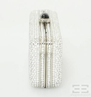 Judith Leiber Silver Swarovski Crystal Embellished Minaudiere Box Clutch Bag  