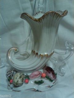Vintage Mottahedeh Italy Cornucopia Sea Shell Vase