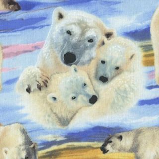 Arctic Worlds Wildlife Polar Bears Cotton Quilt Fabric