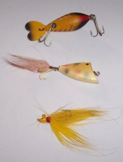 Vintage Fishing Lures Lot of 3 WHOPPER STOPPER fish shaped Popper Buck
