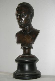 Julius Caesar Antique Bronze Bust Death Mask Sculpture Art Figure