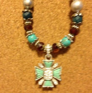 Judith Ripka Turquoise Cross Multi Gemstone Necklace