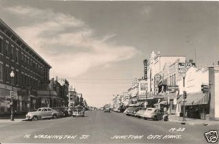 Washington Street Junction City KS RP Postcard