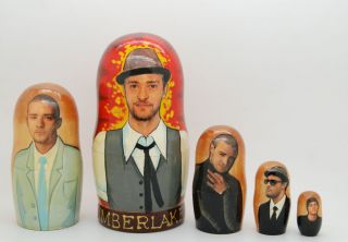 Justin Timberlake Nsync doll Russian Nesting Dolls 5pc matryoshka doll