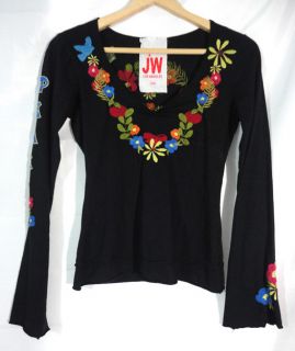JWLA Johnny Was Los Angeles  XS  Womens EMBROIDERED PEACE SHIRT TOP Sz