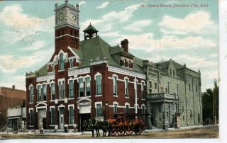 Junction City Kansas Opera House Theatre Postcard 1908