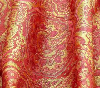 100 Silk Lampas Rich Claret Red Gold Kaleidoscope BTY