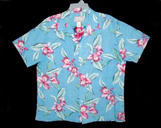 Men Kalaheo by RJC Hawaiian Aloha Shirt Orchids Sz XL