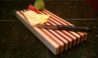 Cutting Board 1 1 4  Thick 11 3 8 x 5 1 8 Maple Canary Purple Heart