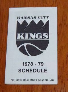Kansas City Kings Pocket Schedule 1978 79 NBA