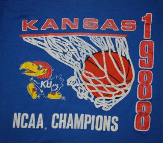 Vintage KU Kansas Jayhawks NCAA Champions Shirt 1988 M