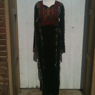 Vintage Al Karnak Jordan Embroidered Caftan Gown Dress