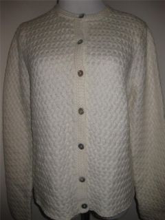 Karen Scott Button Down Cardigan Sweater Long Sleeve Ivory Size Sz L