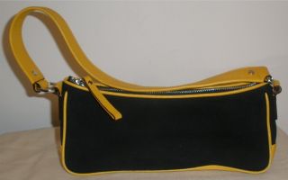Nice Genuine KATE SPADE NEW YORK Yellow Trimmed Black Handbag Shoulder
