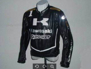 Kawasaki Motorcycle Jacket Bikers Racing Jacket PU Leather Blacks M