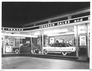 Keiser Dealership at Night 1950s 8 x 10 Photograph