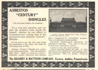 1910 F Ad Keasbey Mattison Co Ambler Asbestos Shingles
