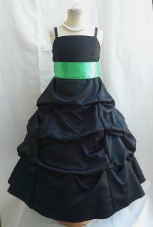 New Black Kelly Green Toddler Pageant Flower Girl Dress