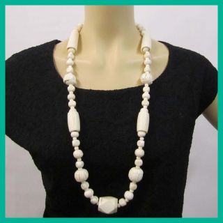 Kenneth Jay Lane Womens Bone Carved Bead Necklace Rtl $113 Nwot Jmto