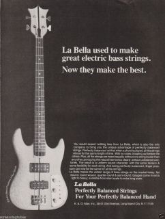 1978 La Bella Electric Strings Ken Smith Bass Guitar Print Ad