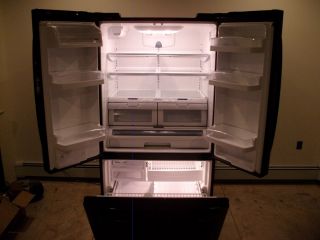 KEMORE ELITE REFRIGERATOR BLACK LARGE AND LOADED DOUBLE DOOR PULL OUT