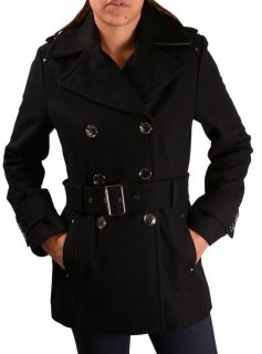 Kenneth Cole New York Melton Womens Belted Pea Coat 