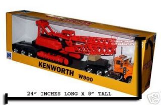 Kenworth W900 Big Rig Lowboy with Crane Diecast 1 32 Scale Toy Model