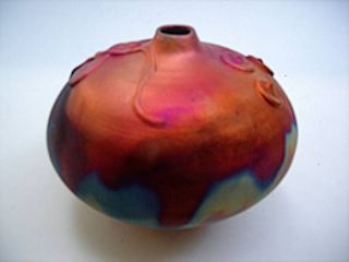 Kerry Gonzalez Copper Raku Weed Bottle American Studio Art Pottery