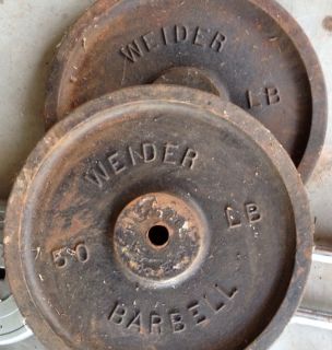 vtg H2f Deep Dished 50lb Antique Weight Plates dumbbell Non York