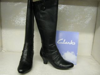 Clarks Keynes Dapple Black Leather Smart Long Boots