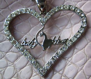 Kimora Lee Simmons Baby Phat Crystal Heart w Cat Pendant Necklace