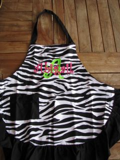 kids personalized apron zebra cook chef embriodered girl gift kitchen