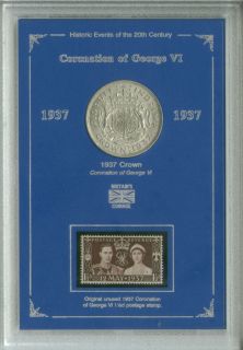 King George VI Coronation 1937 GB Crown Coin Stamp Collector Display