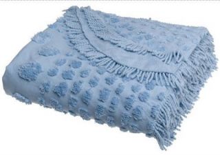 Kingston Blue 100 Cotton Chenille Bedspread Size Full Queen