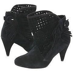 Black Chinese Laundry Womens Kingwood Fringed Suede Ankle Boots Size