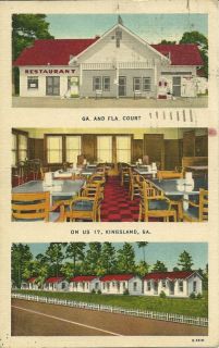 Kingsland GA GA. And Fla. Court Cottages & Restaurant Linen Postcard