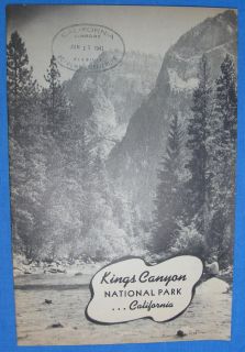 Vintage Kings Canyon New National Park Service Information Book