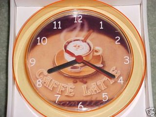 Cafe Latte Coffee Kitchen Wall Clock 7 inch New Caffe