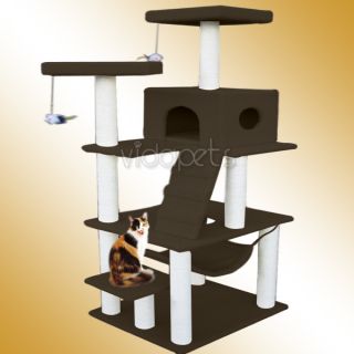 72 Dark Chocolate Brown Cat Tree Condo Furniture Scratch Post Pet