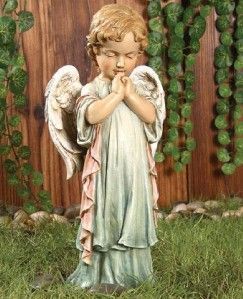 Pastel Praying Angel Statue Indoor Outdoor Figurine