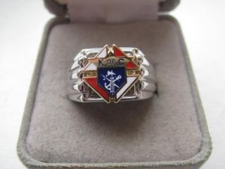 Superb Mens Knights of Columbus Crest Silver Ring